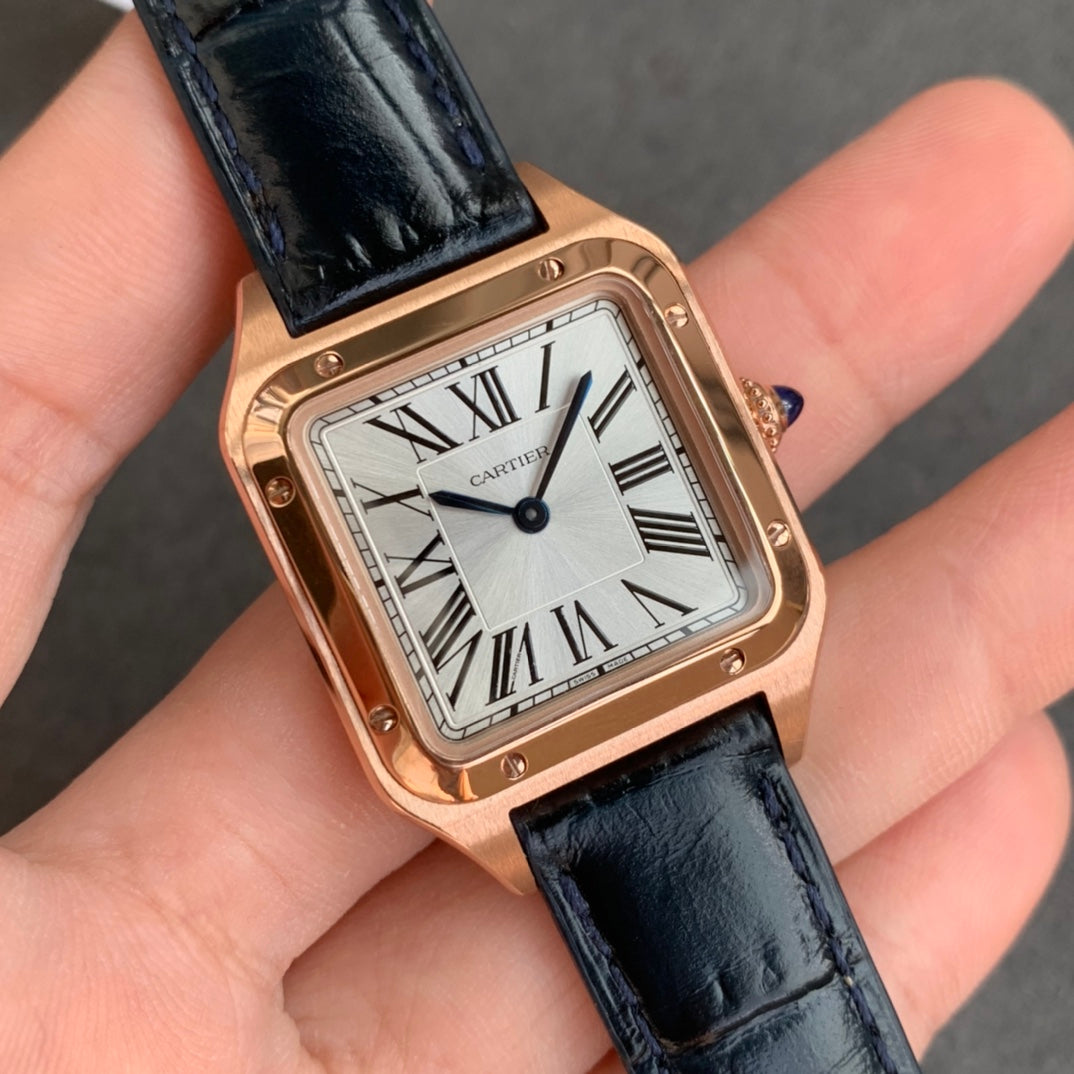 Cartier Santos-Dumont WGSA0022 1:1 Best Edition F1 Factory Silver Dial Black Strap