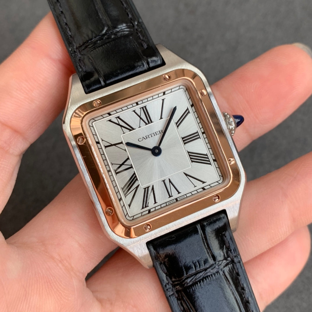 Cartier Santos-Dumont WGSA0022 1:1 Best Edition F1 Factory Silver Case Black Strap