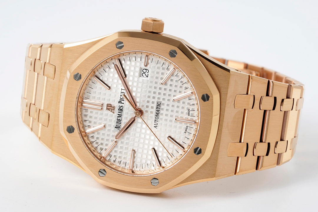 Audemars Piguet Royal Oak 15400ST 1:1 Mejor Edición ZF Factory Esfera Blanca Oro Rosa