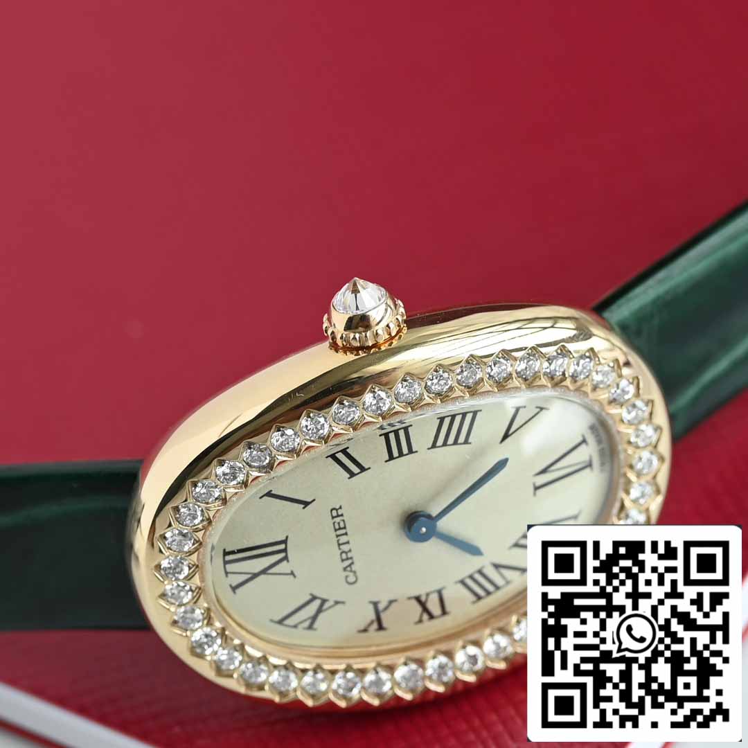 Cartier Lady Baignoire 23.9mm WJBA0038 1:1 Best Edition 18k Real gold and diamonds Green Strap