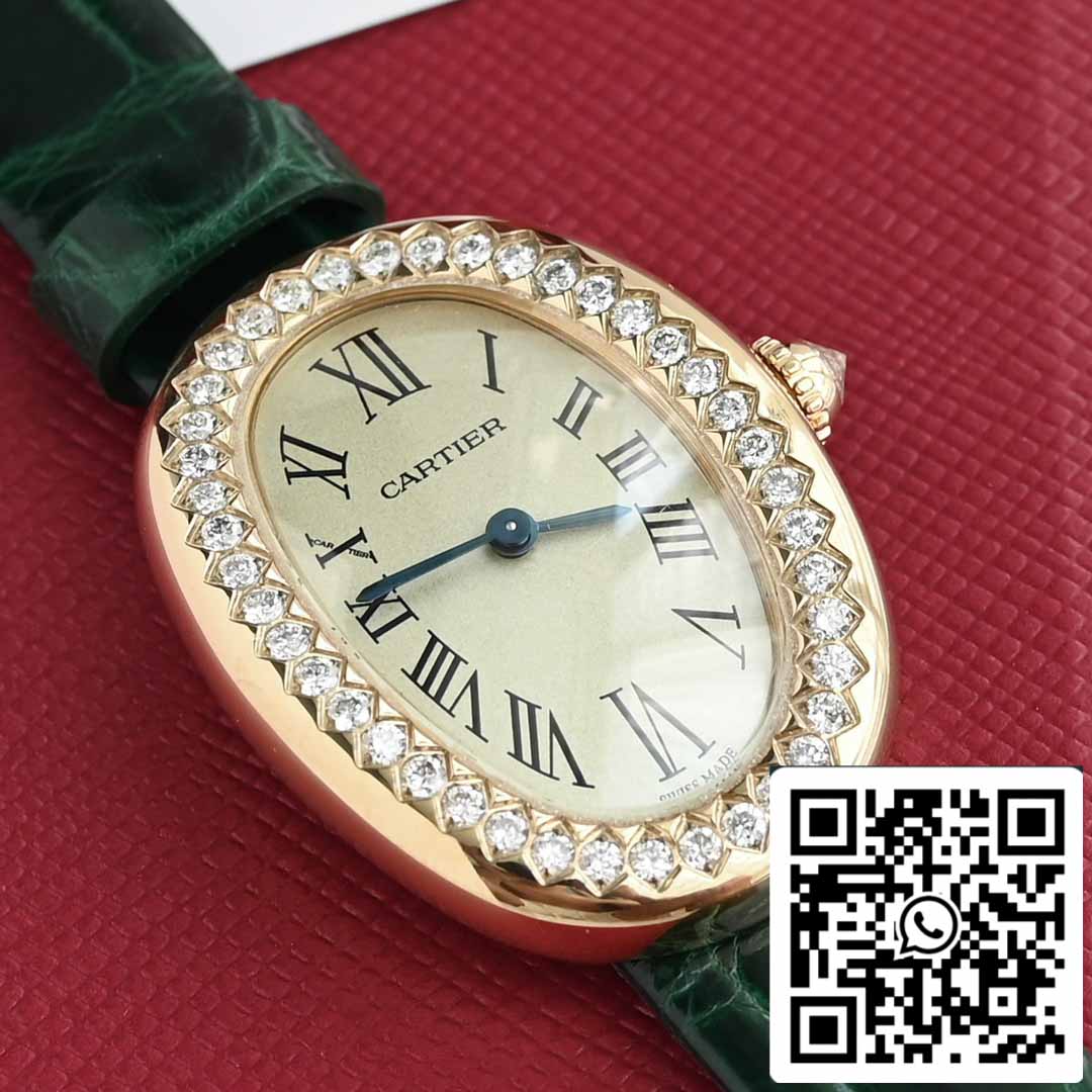 Cartier Lady Baignoire 23.9mm WJBA0038 1:1 Best Edition 18k Real gold and diamonds Green Strap