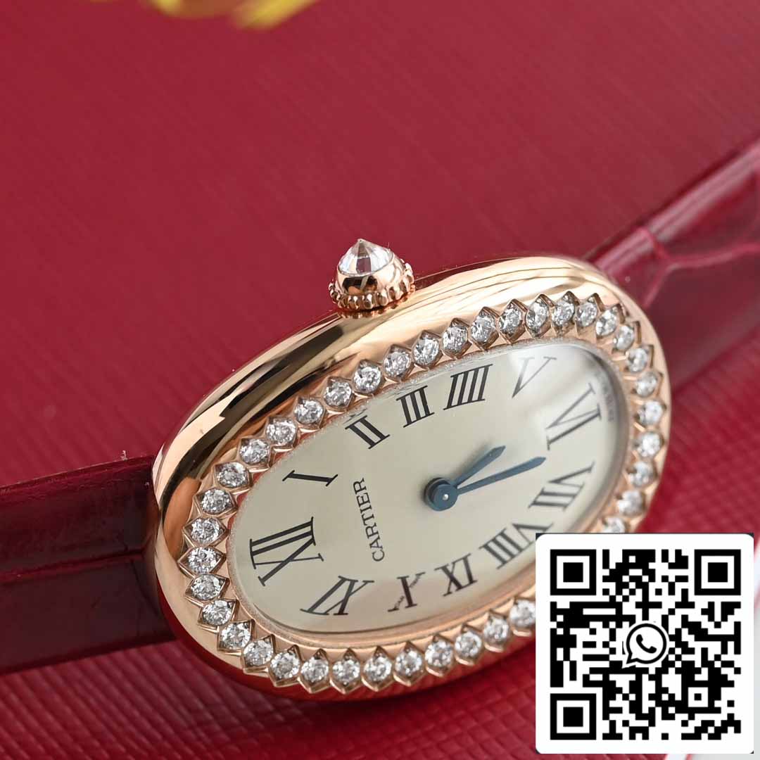 Cartier Lady Baignoire 23.9mm CRWJBA0031 1:1 Best Edition 18k Real gold and diamonds Red Strap Version