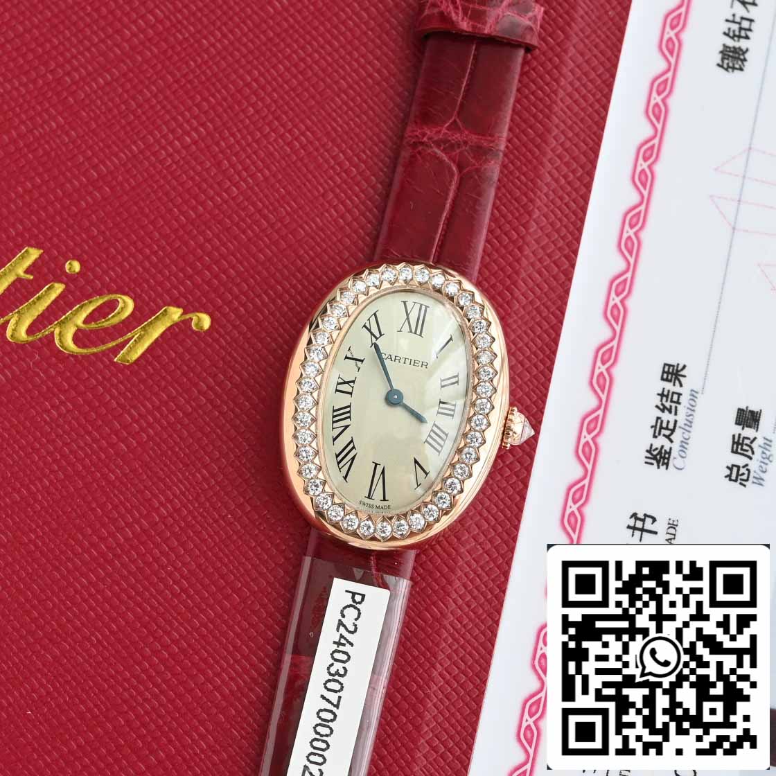 Cartier Lady Baignoire 23.9mm CRWJBA0031 1:1 Best Edition 18k Real gold and diamonds Red Strap Version