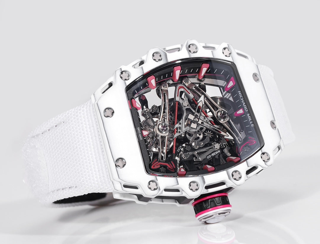 Richard Mille Bubba Watson Tourbillon RM38-02 1:1 Meilleure édition Boîtier en carbone blanc Bracelet velcro