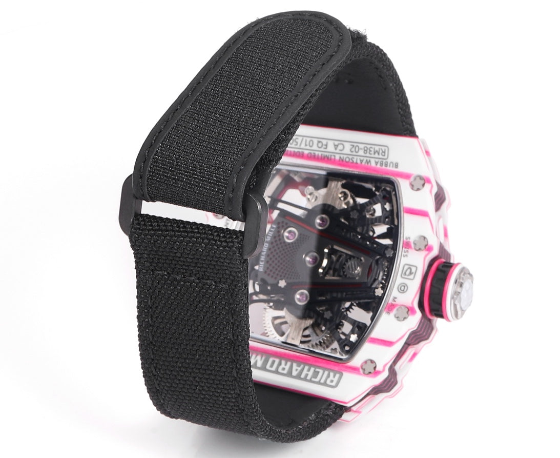 Richard Mille Bubba Watson Tourbillon RM38-02 1:1 Meilleure édition Bracelet noir en tissu Velcro