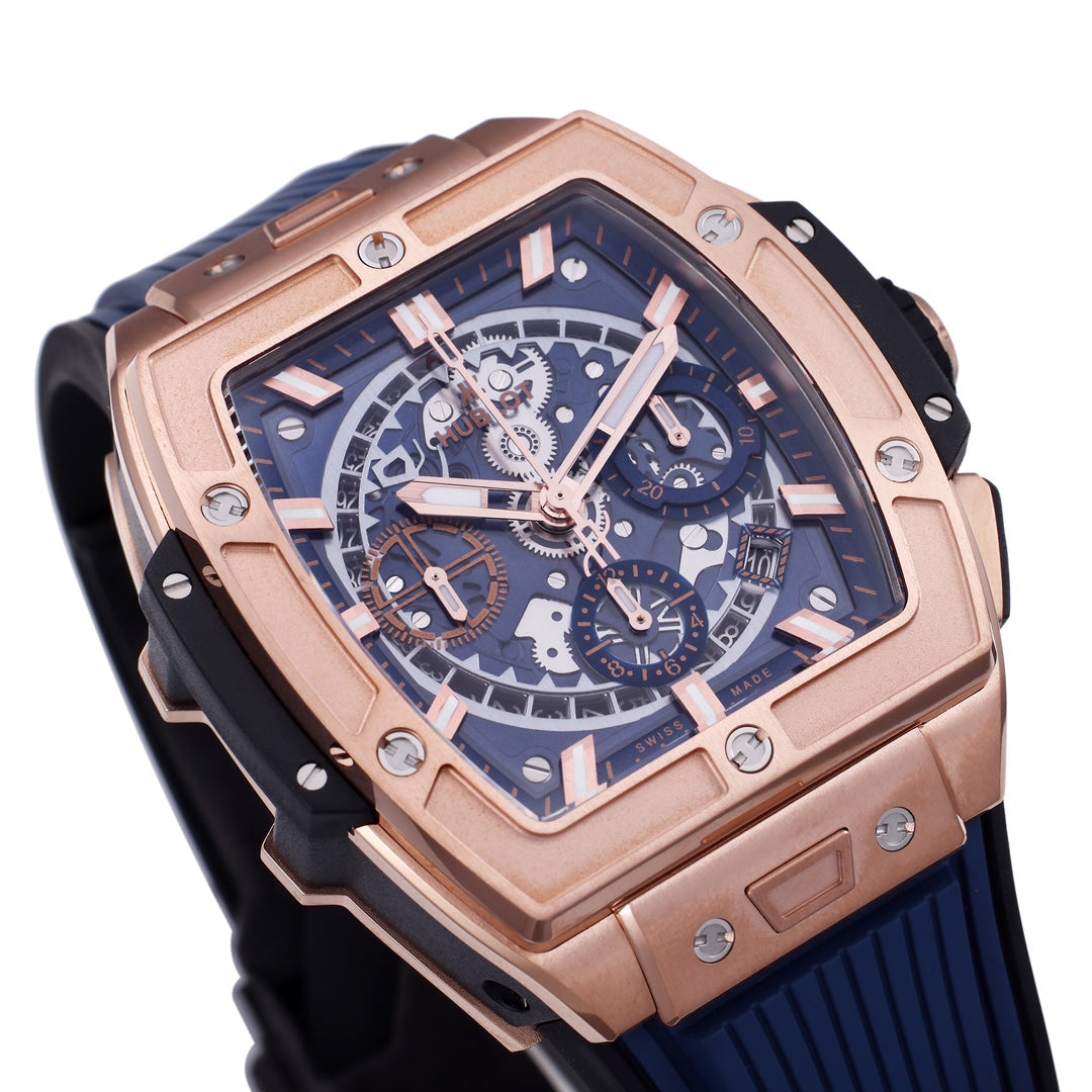 Hublot Big Bang Titanium 642.OX.7180.RX 1:1 Best Editon BBF Factory Rose Gold Blue Rubber Strap