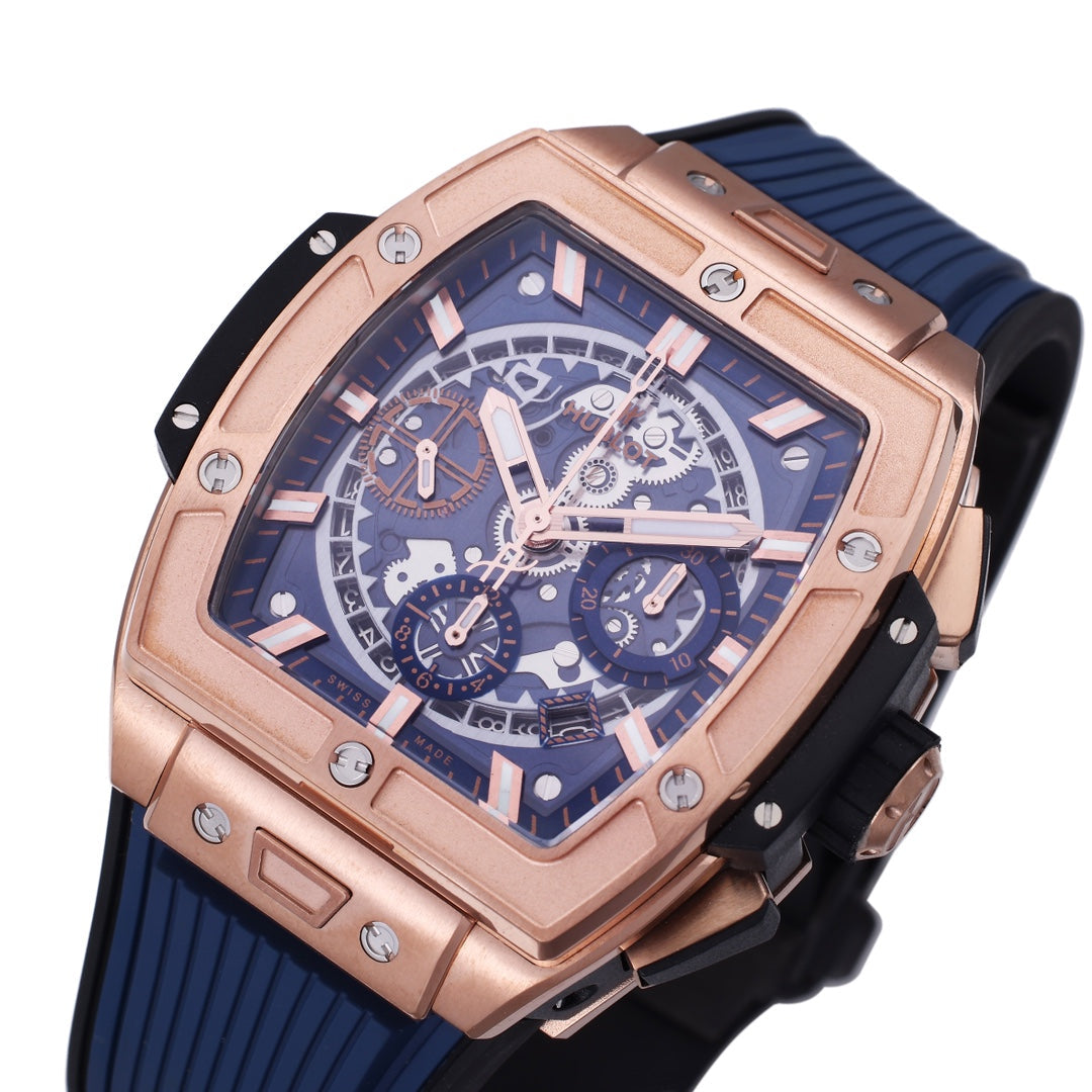 Hublot Big Bang Titanium 642.OX.7180.RX 1:1 Best Editon BBF Factory Rose Gold Blue Rubber Strap