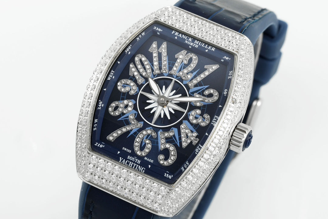 Franck Muller V32 Women's Yachting 1:1 Best Edition ABF Factory Square Diamond Gypsophila Blue