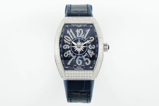 Franck Muller V32 Women's Yachting 1:1 Best Edition ABF Factory Square Diamond Gypsophila Blue