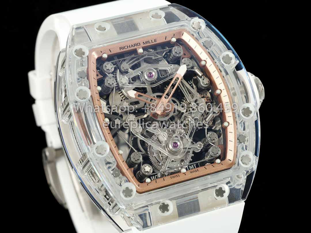 Richard Mille RM 56-02 Tourbillon 1:1 Best Clone RM Factory Rose Gold Dial Saphire Case