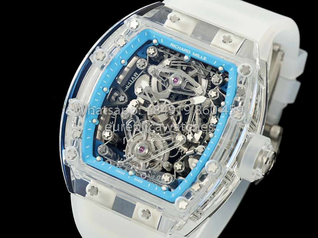 Richard Mille RM 56-02 Tourbillon 1:1 Best Clone RM Factory Transparent case Blue Dial