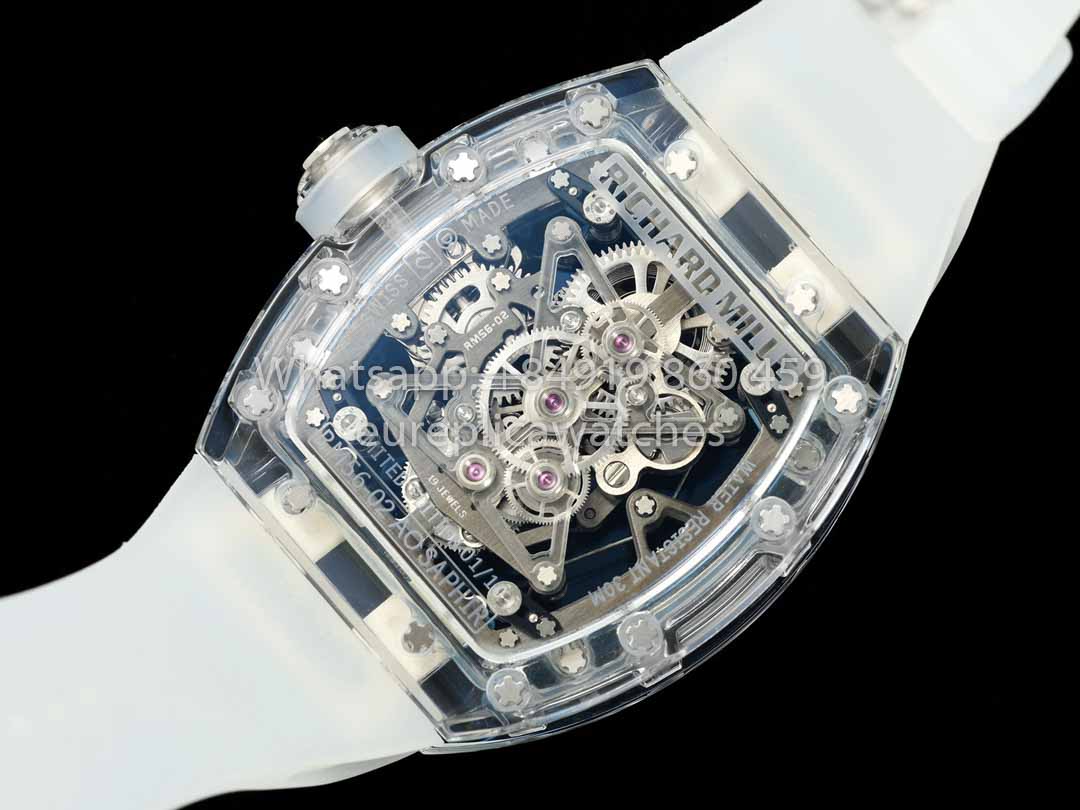 Richard Mille RM 56-02 Tourbillon 1:1 Best Clone RM Factory Transparent case White Dial