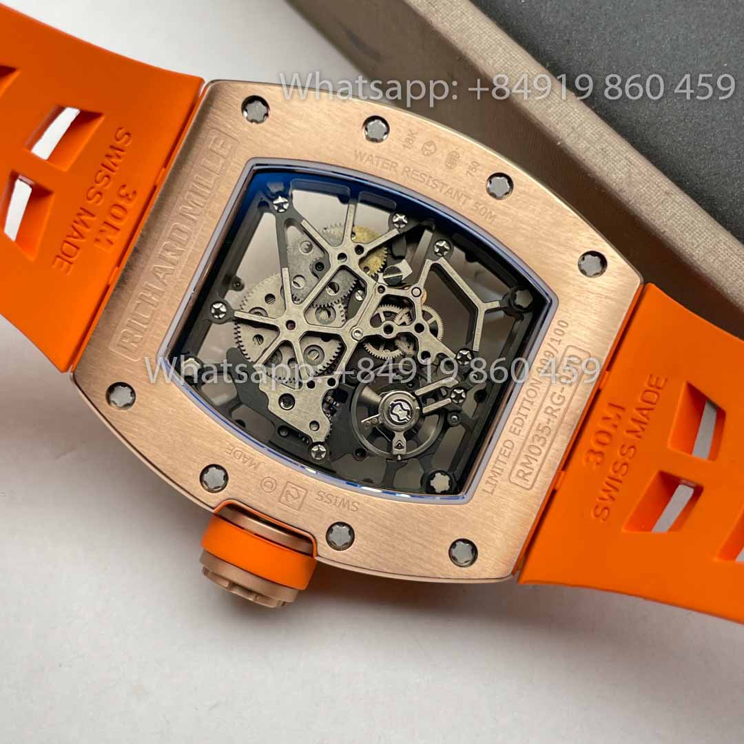 Richard Mille RM035 Toro Americas Edition Rose gold and Orange Strap 1:1 Best Clone Sonic Factory