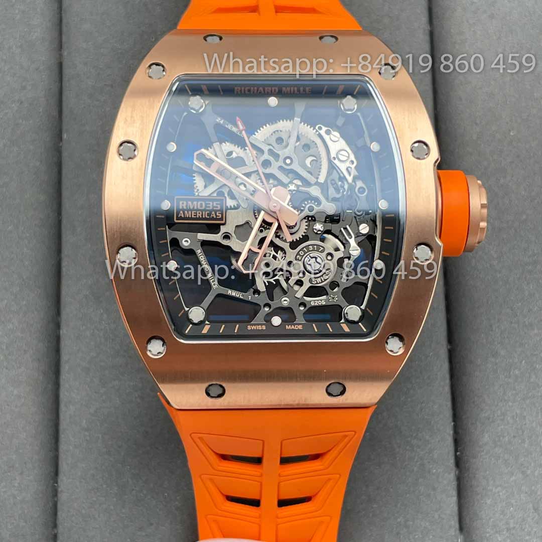 Richard Mille RM035 Toro Americas Edition Rose gold and Orange Strap 1:1 Best Clone Sonic Factory