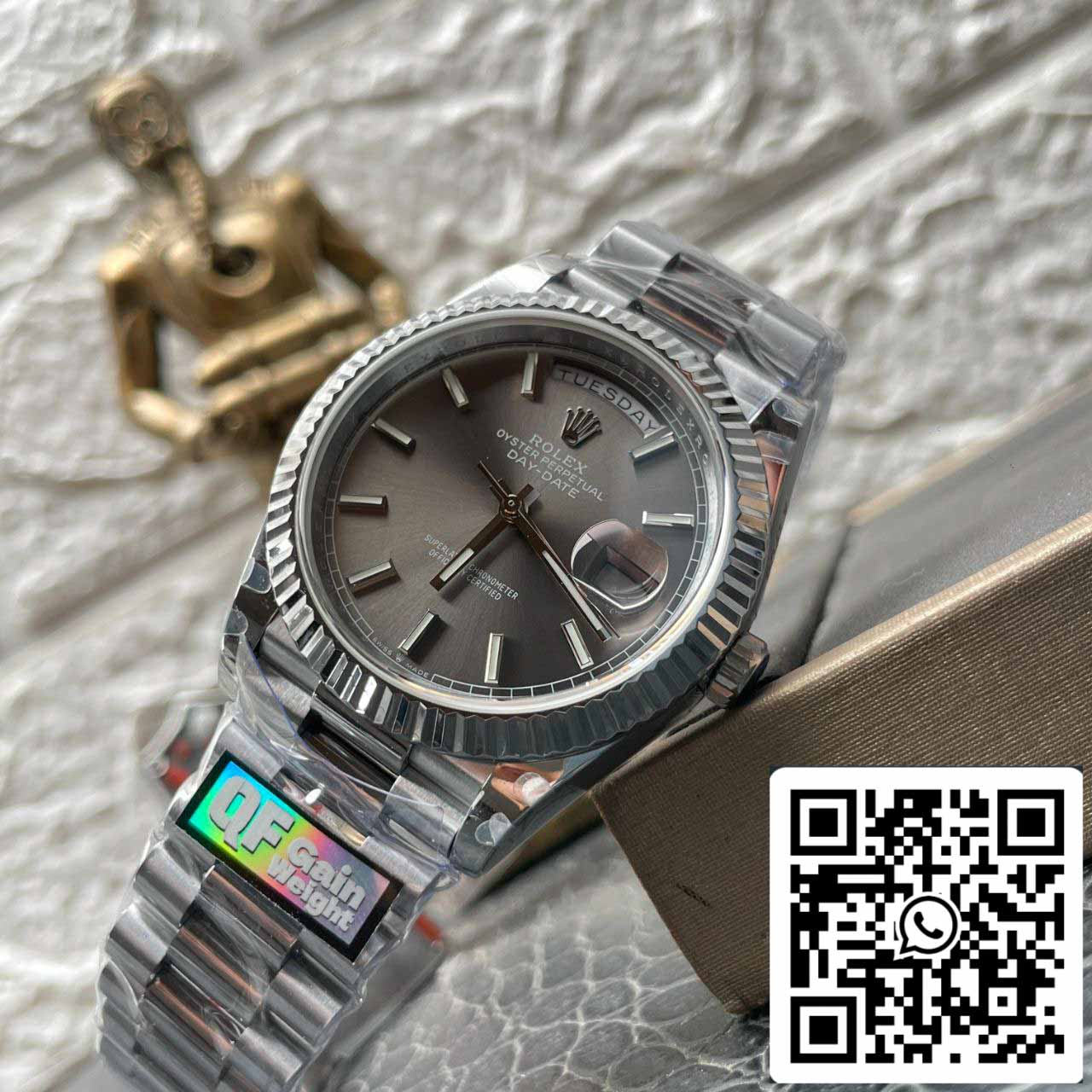 Rolex Day Date M228236-0013 Platinum slate dial Best 1:1 Edition QF Factory 184 gram