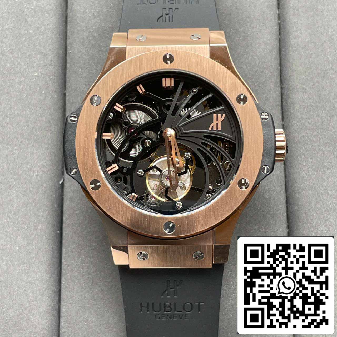 Hublot Big Bang tourbillon cavo 1:1 Best Edition Swiss Seagull movimento tourbillon a carica manuale in oro rosa 18 carati