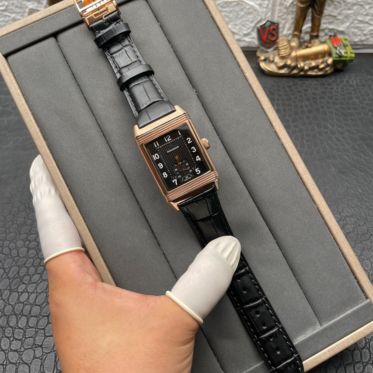 Jaeger LeCoultre Reverso Q3732470 1:1 meilleure édition or rose cadran noir