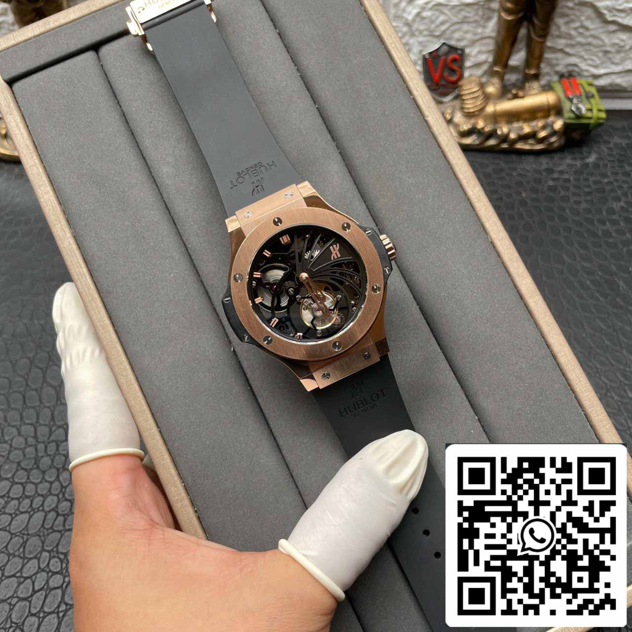 Hublot Big Bang tourbillon cavo 1:1 Best Edition Swiss Seagull movimento tourbillon a carica manuale in oro rosa 18 carati