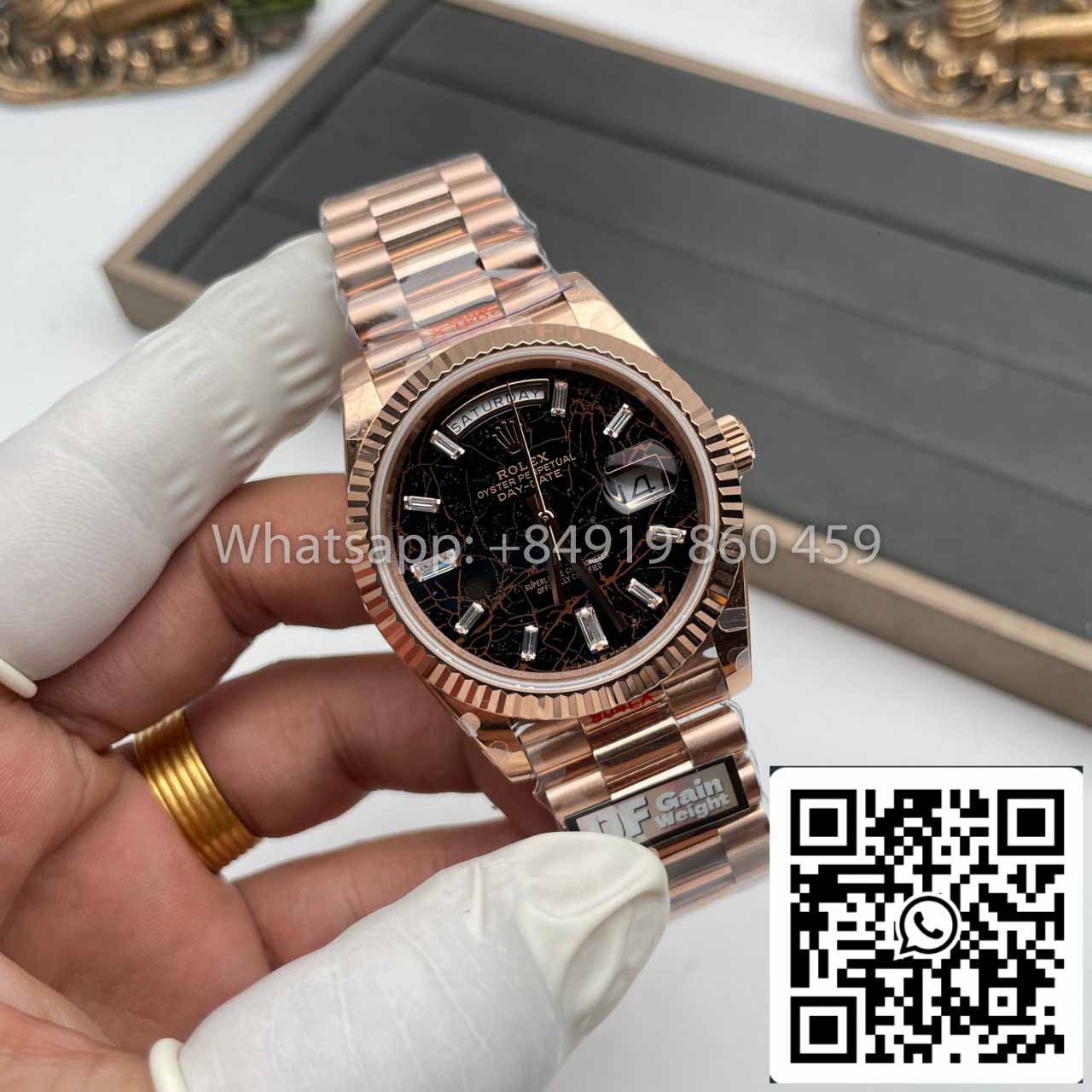 Rolex Everose Gold Day Date 40 228235-0045 1:1 Best Edition QF Factory Eisenkiesel Dial