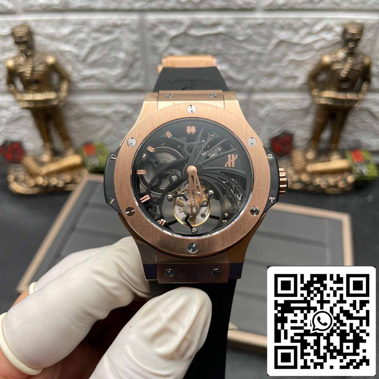 Hublot Big Bang tourbillon cavo 1:1 Best Edition Swiss Seagull movimento tourbillon a carica manuale in oro rosa 18 carati