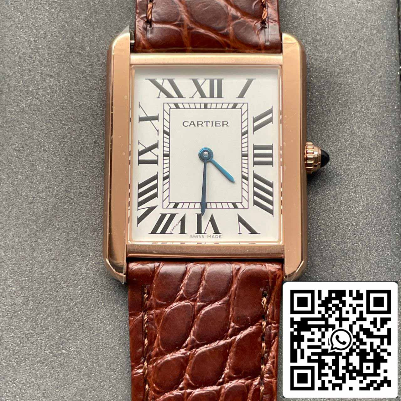 Cartier Tank W5200026 1:1 Best Edition BV Factory Correa de cuero marrón oro amarillo