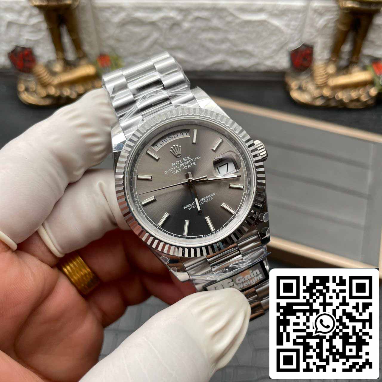 Rolex Day Date M228236-0013 Platinum slate dial Best 1:1 Edition QF Factory 184 gram