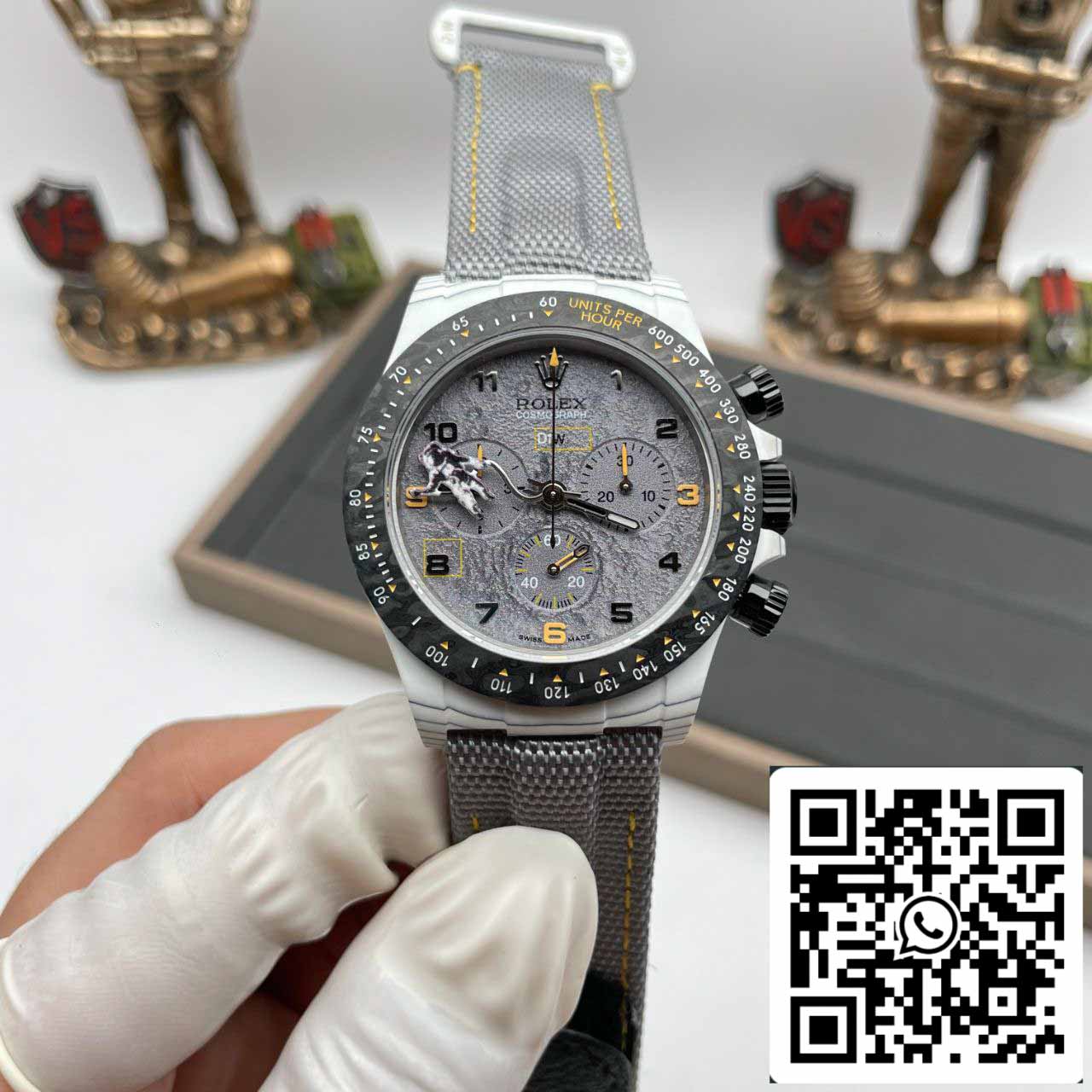 【4130 Uhrwerk DIW Modifizierte Version】Rolex Cosmograph Daytona Serie Graues Armband Kohlefasergehäuse