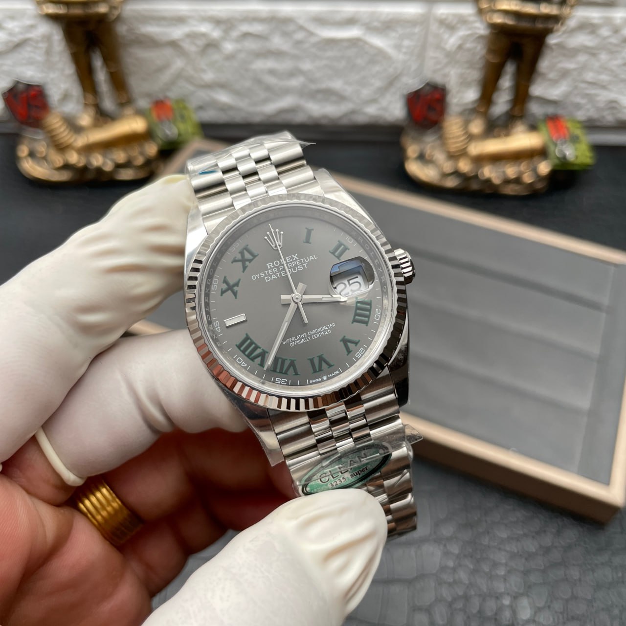 Rolex Datejust M126234-0045 36MM mostrador Wimbledon Clean Factory