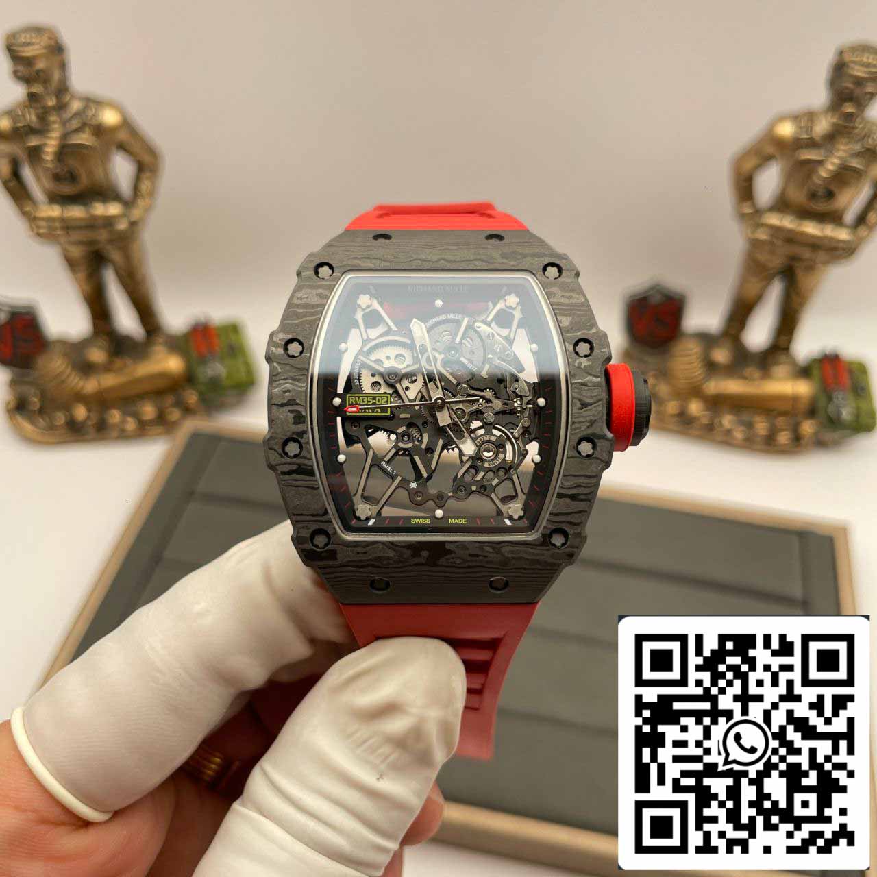 Richard Mille RM035-02 1:1 Best Edition T+ Factory NTPT Carbon Case Red Strap V4