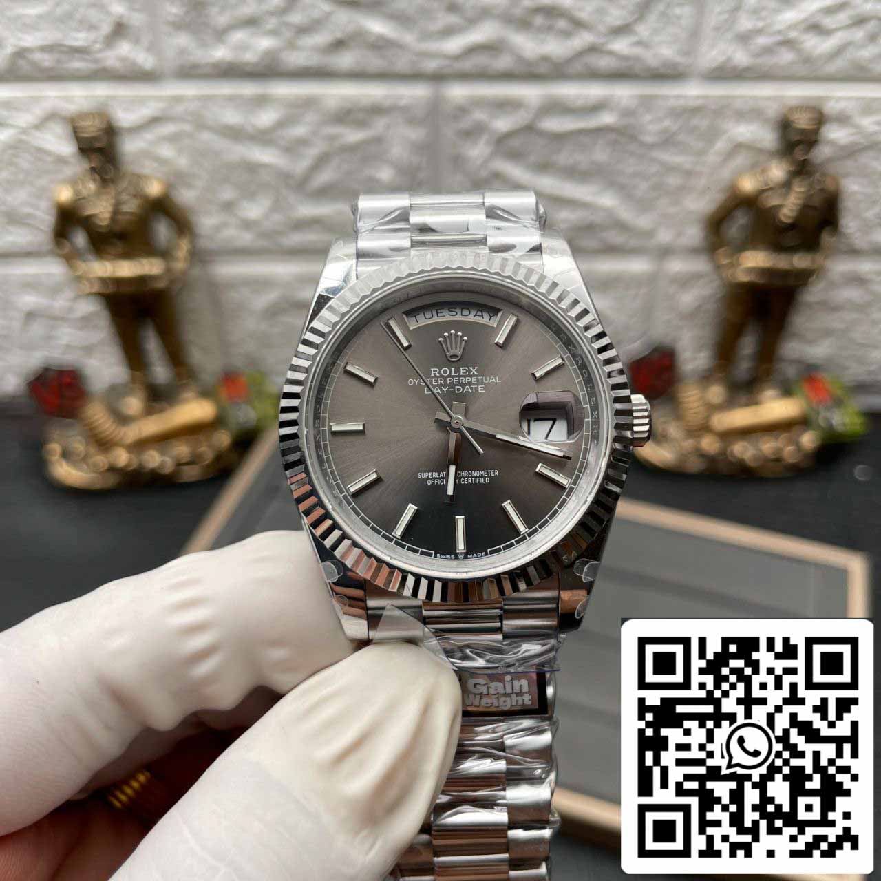 Rolex Day Date M228236-0013 Platinum slate dial Best 1:1 Edition QF Factory 184 gram