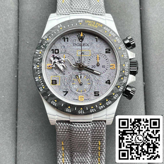 【Version modifiée DIW à mouvement 4130】Boîtier en fibre de carbone avec bracelet gris de la série Rolex Cosmograph Daytona