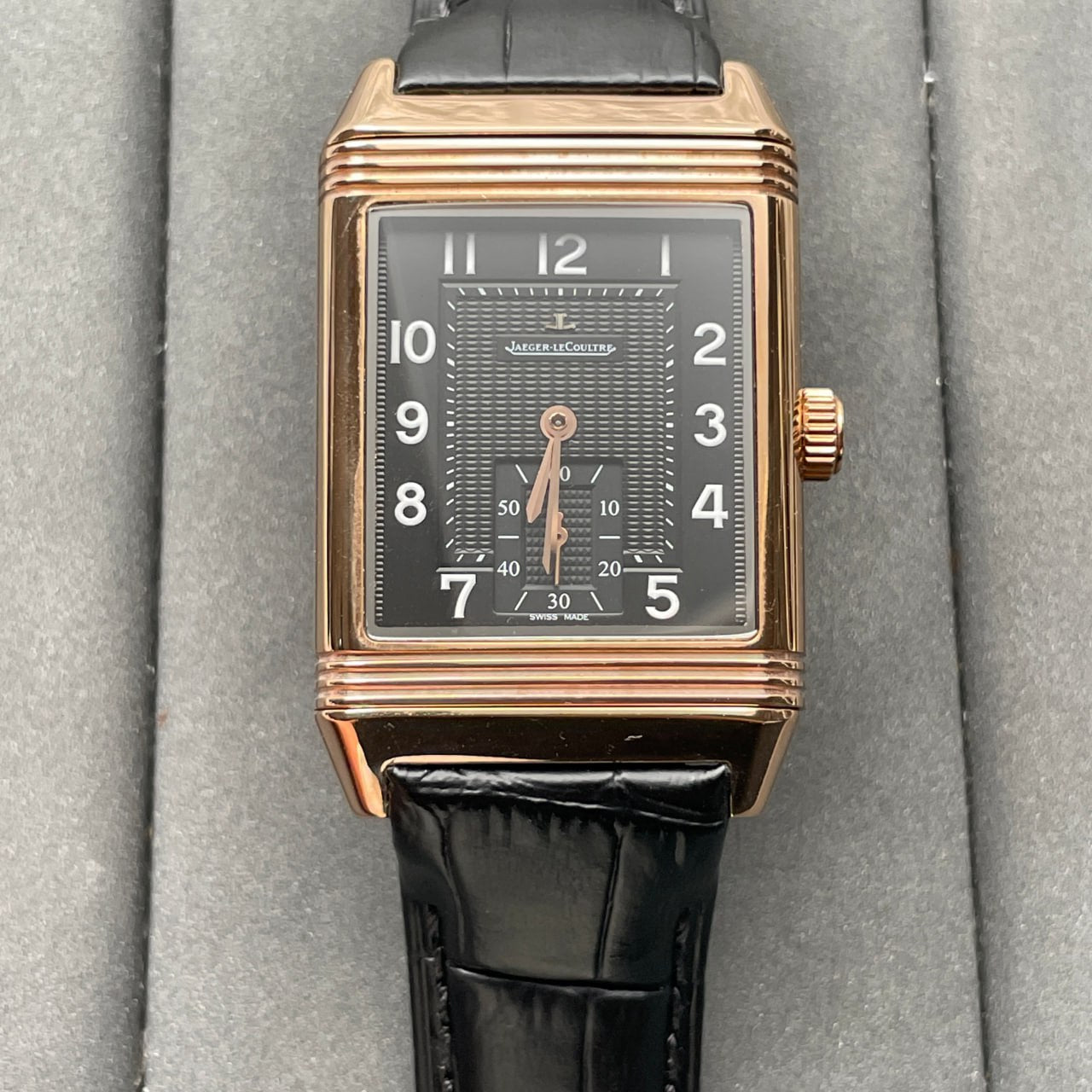 Jaeger LeCoultre Reverso Q3732470 1:1 meilleure édition or rose cadran noir