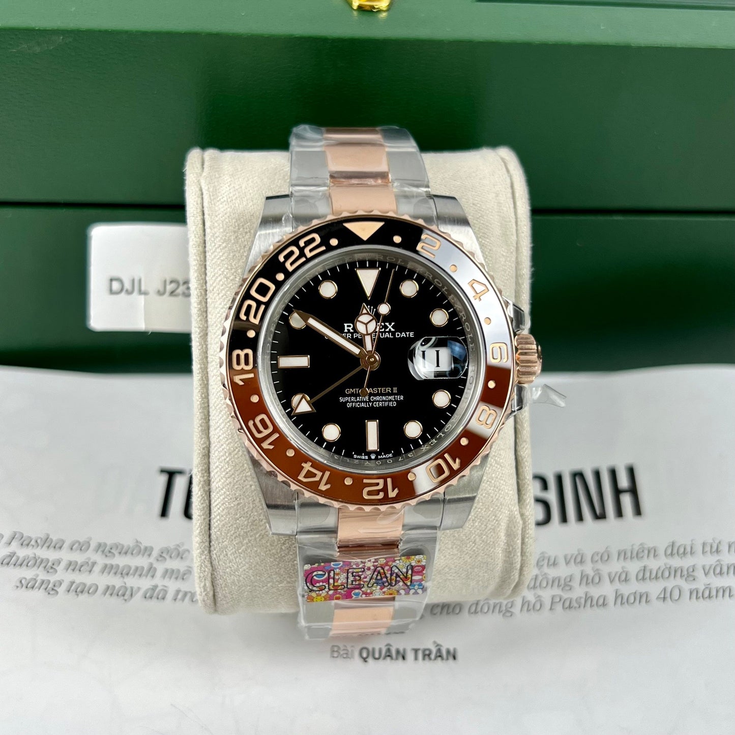 Relógio masculino Rolex GMT-Master II Root Beer 126711CHNR-0002 embrulhado em ouro rosa