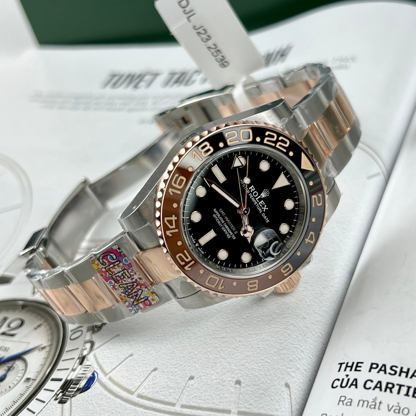 Relógio masculino Rolex GMT-Master II Root Beer 126711CHNR-0002 embrulhado em ouro rosa