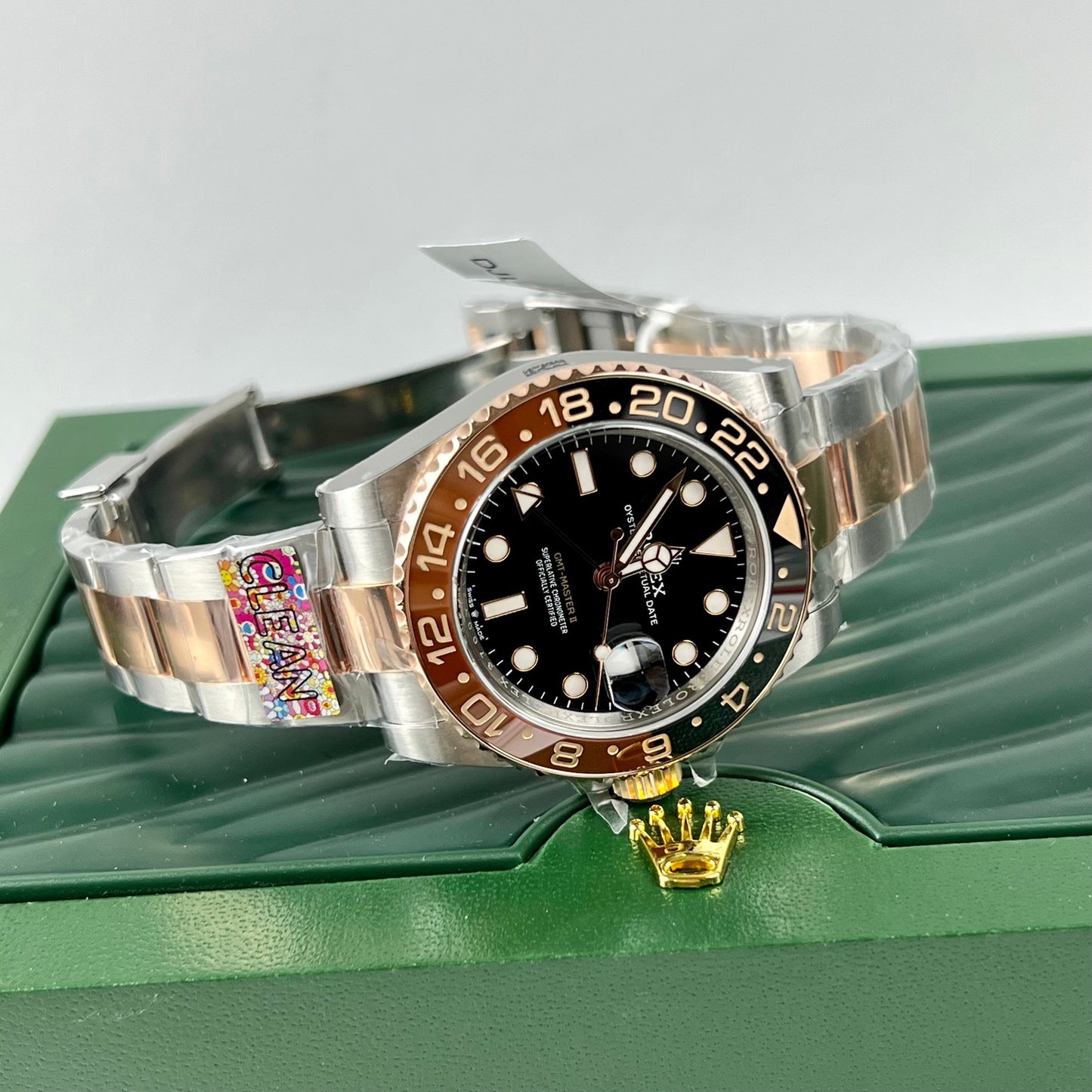 Relógio masculino Rolex GMT-Master II Root Beer 126711CHNR-0002 embrulhado em ouro rosa