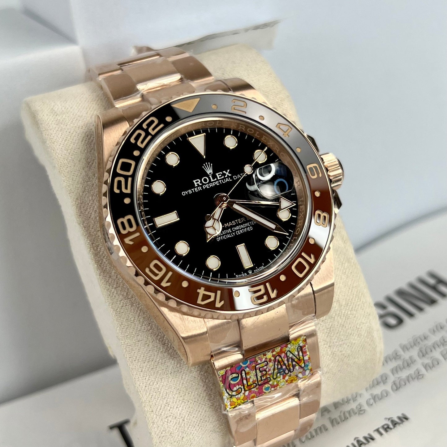 Rolex GMT-Master II Everose Gold Root Beer Brown 126715CHNR 40 mm enveloppé d'or rose de Clean Factory