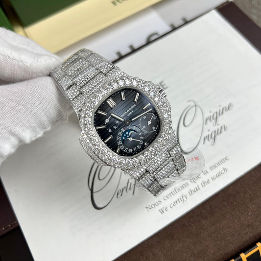 Patek Philippe Nautilus 5712/1A-001 1:1 Meilleure édition PPF Factory V2 Cadran bleu Moissanite personnalisée