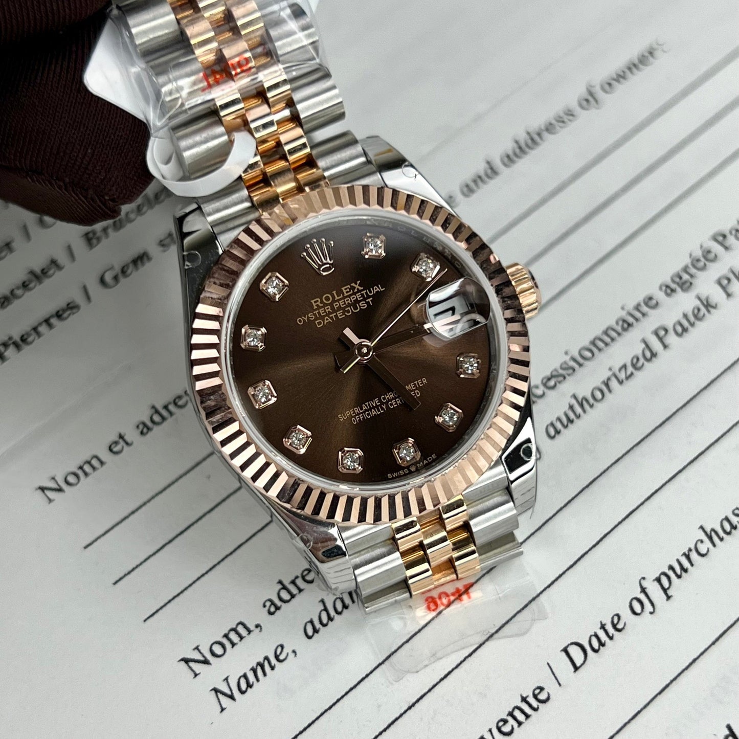 Rolex Lady Datejust 279171 31 mm Cadran chocolat et diamant