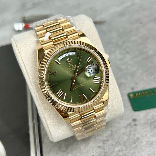 Rolex Day-Date 40 228235 Gold Filled 18 carats avec cadran vert de 167 grammes