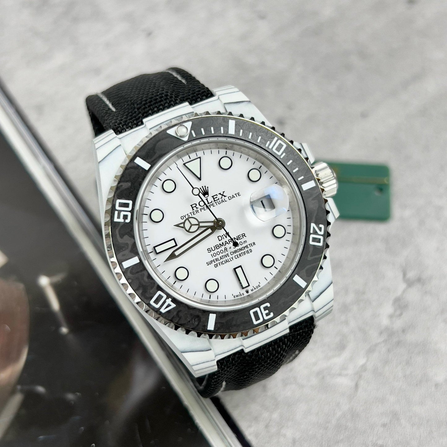 Rolex GMT-MASTER II Diw 1:1 Meilleure édition Bracelet en tissu noir Cadran blanc