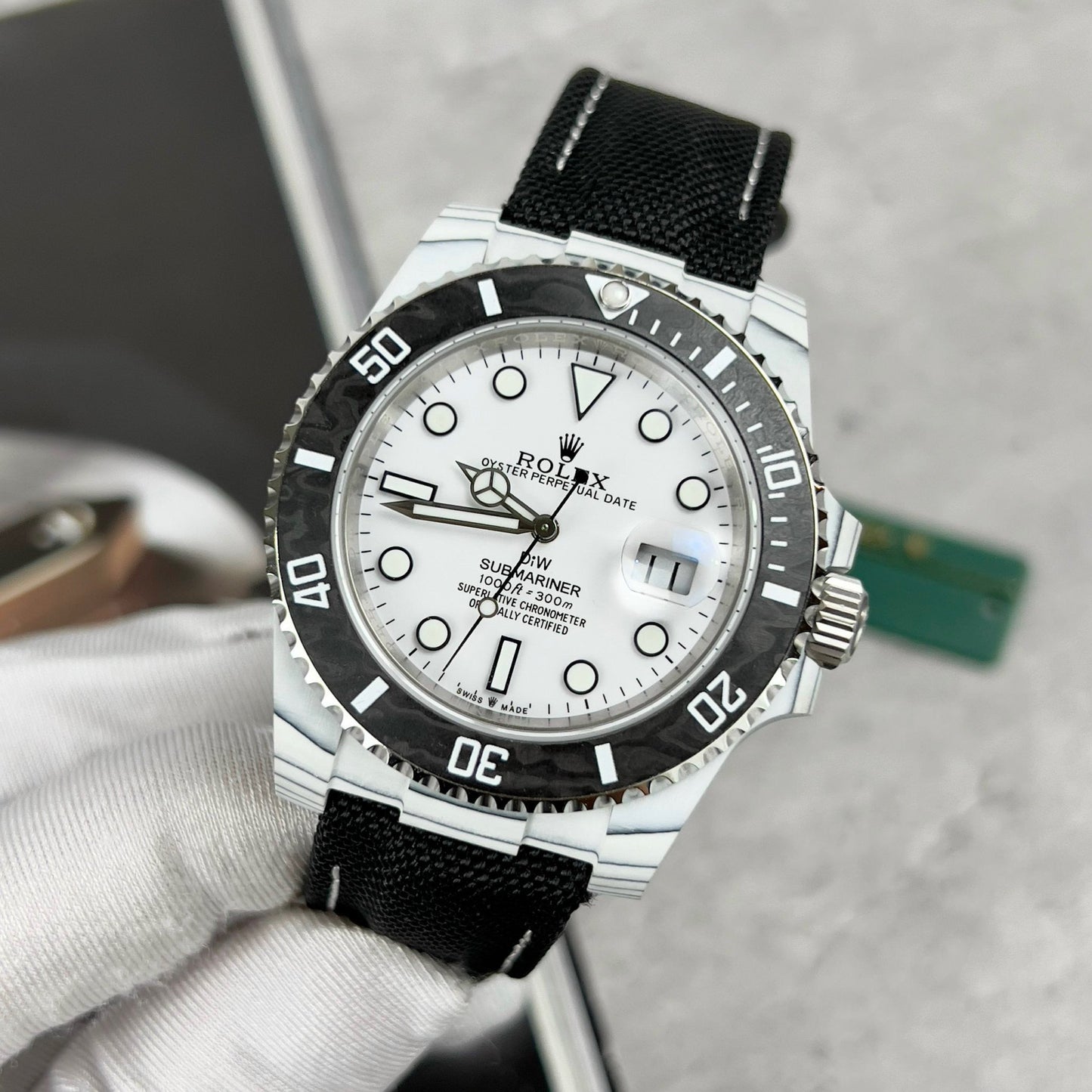 Rolex GMT-MASTER II Diw 1:1 Meilleure édition Bracelet en tissu noir Cadran blanc