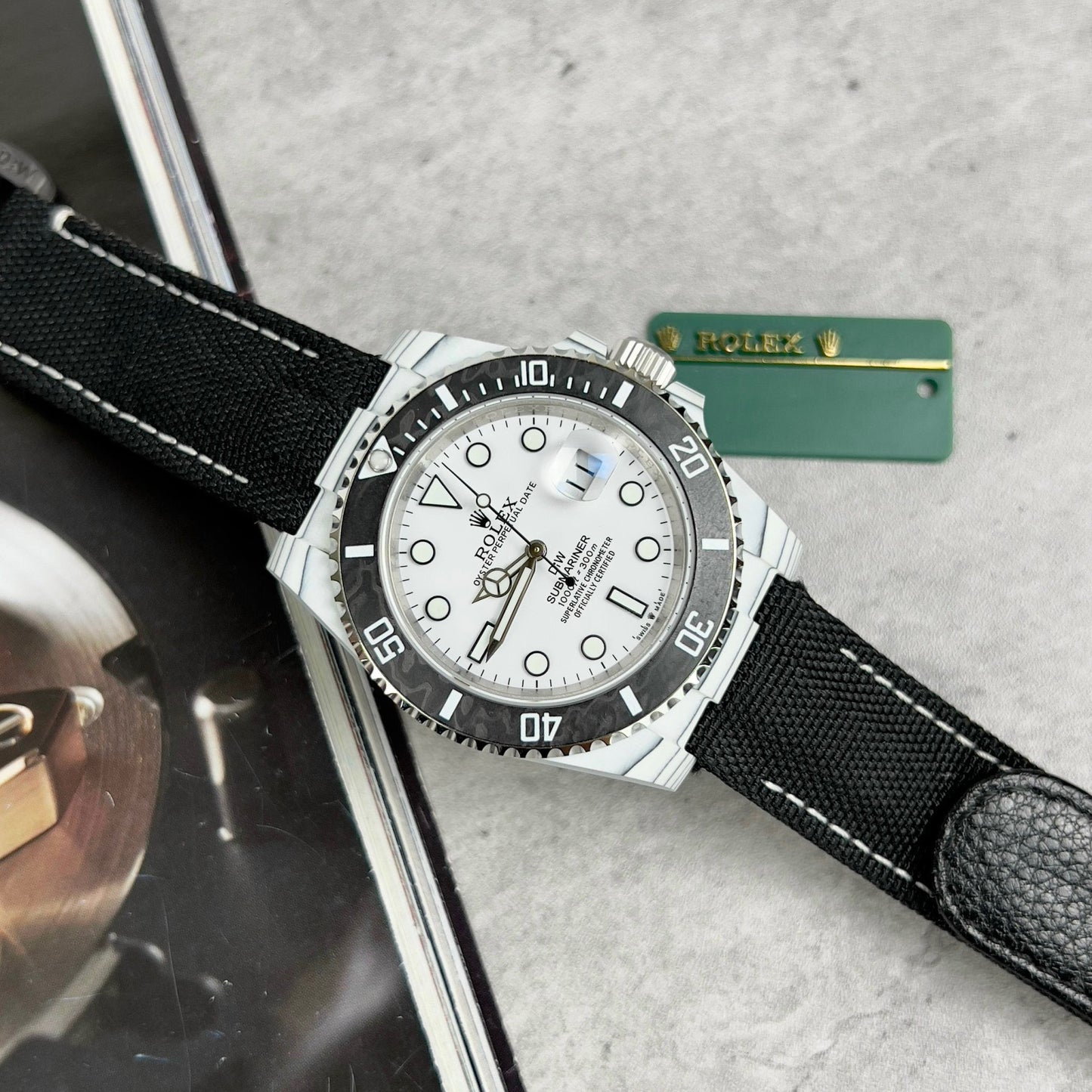 Rolex GMT-MASTER II Diw 1:1 Meilleure édition Bracelet en tissu noir Cadran blanc