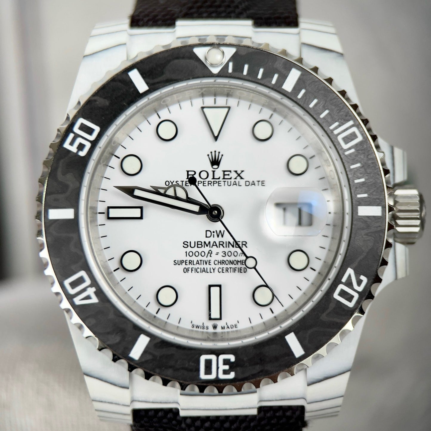 Rolex GMT-MASTER II Diw 1:1 Meilleure édition Bracelet en tissu noir Cadran blanc