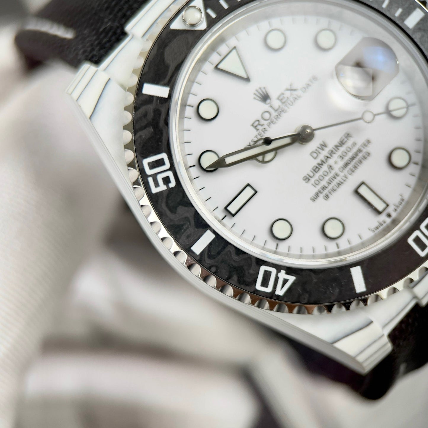 Rolex GMT-MASTER II Diw 1:1 Meilleure édition Bracelet en tissu noir Cadran blanc