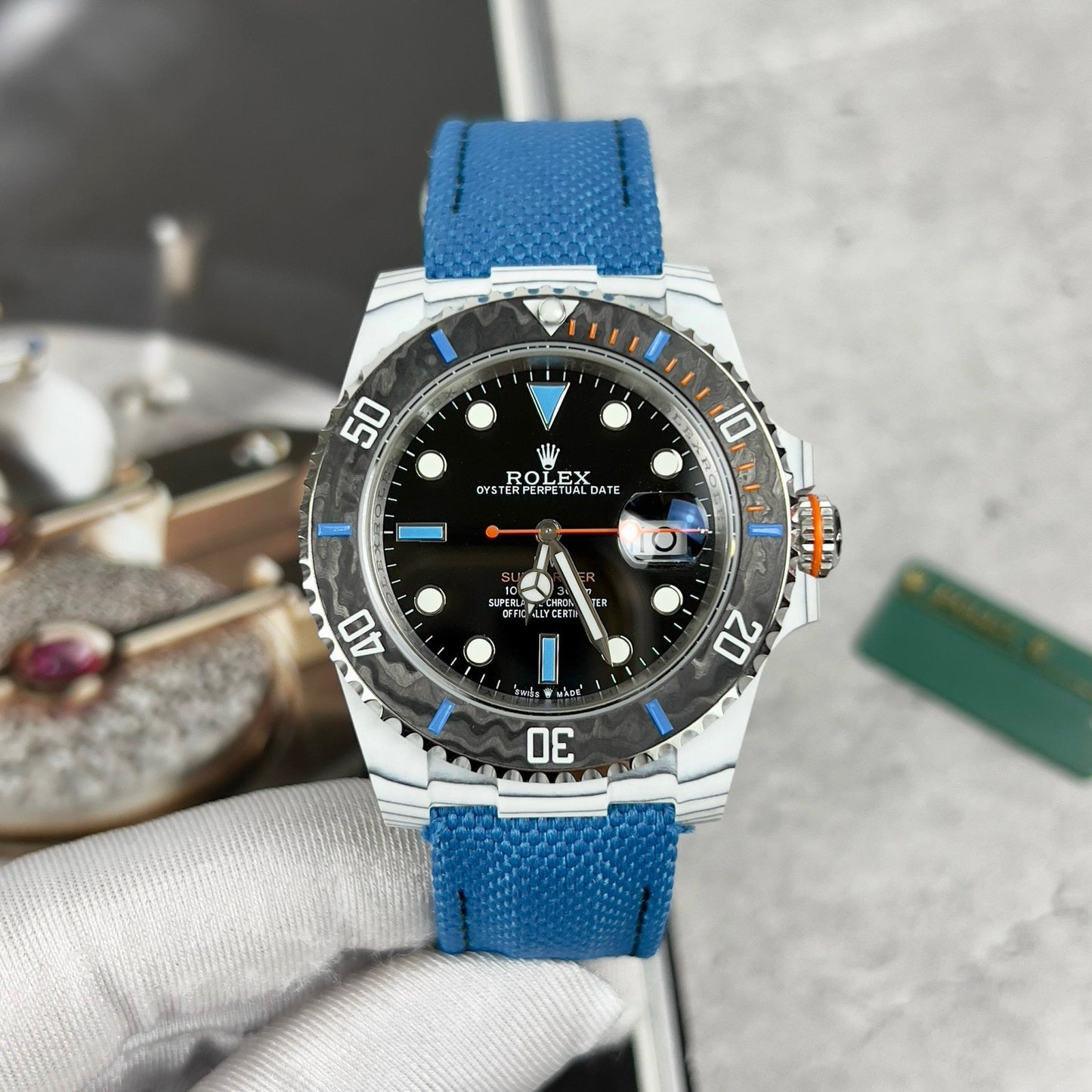 Rolex GMT-MASTER II Diw 1:1 Best Edition Blue Fabric Strap Black Dial