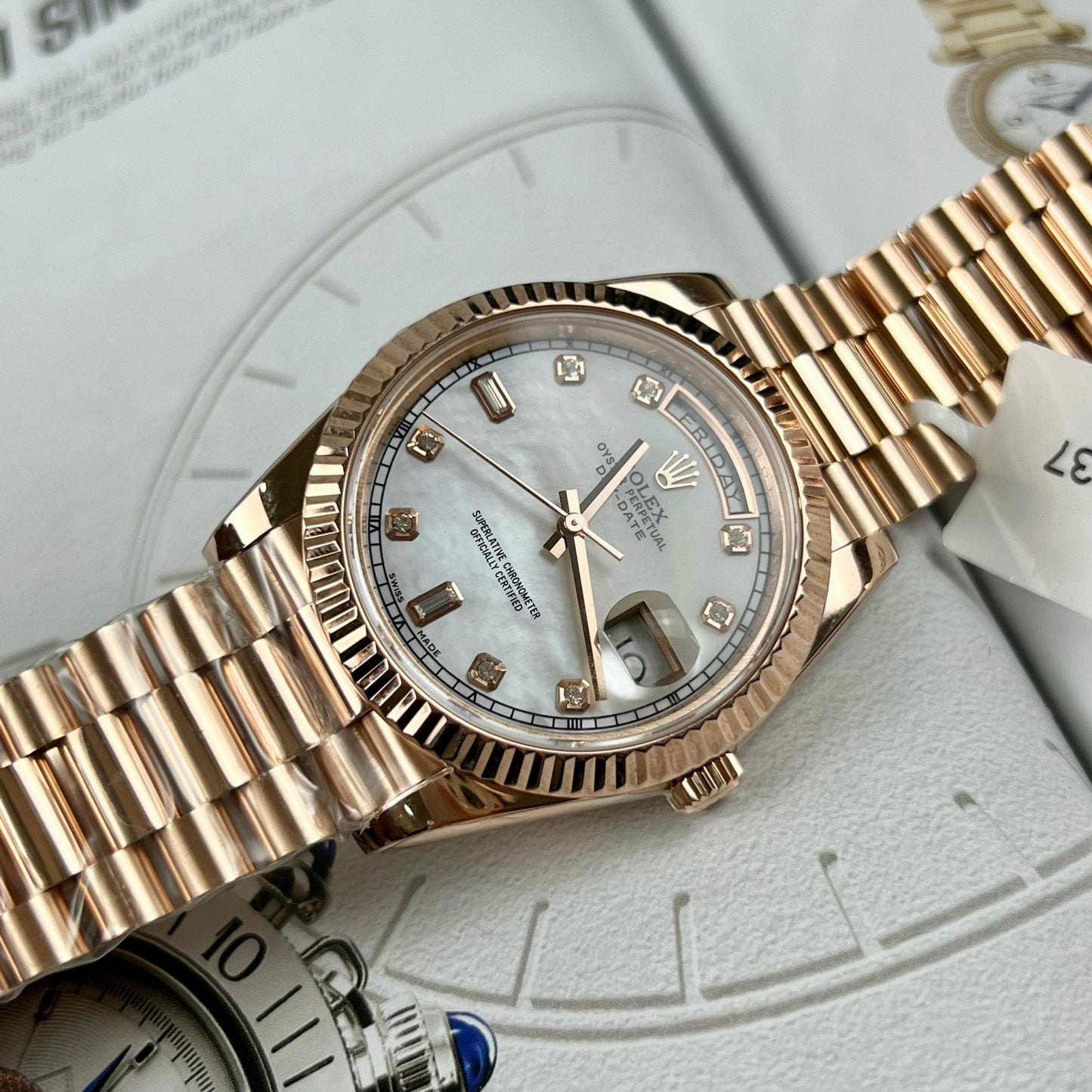 Rolex Day-Date 36 mm M128235-0029 La mejor edición 1:1 recubierto de oro rosa de 18 k 130 gramos