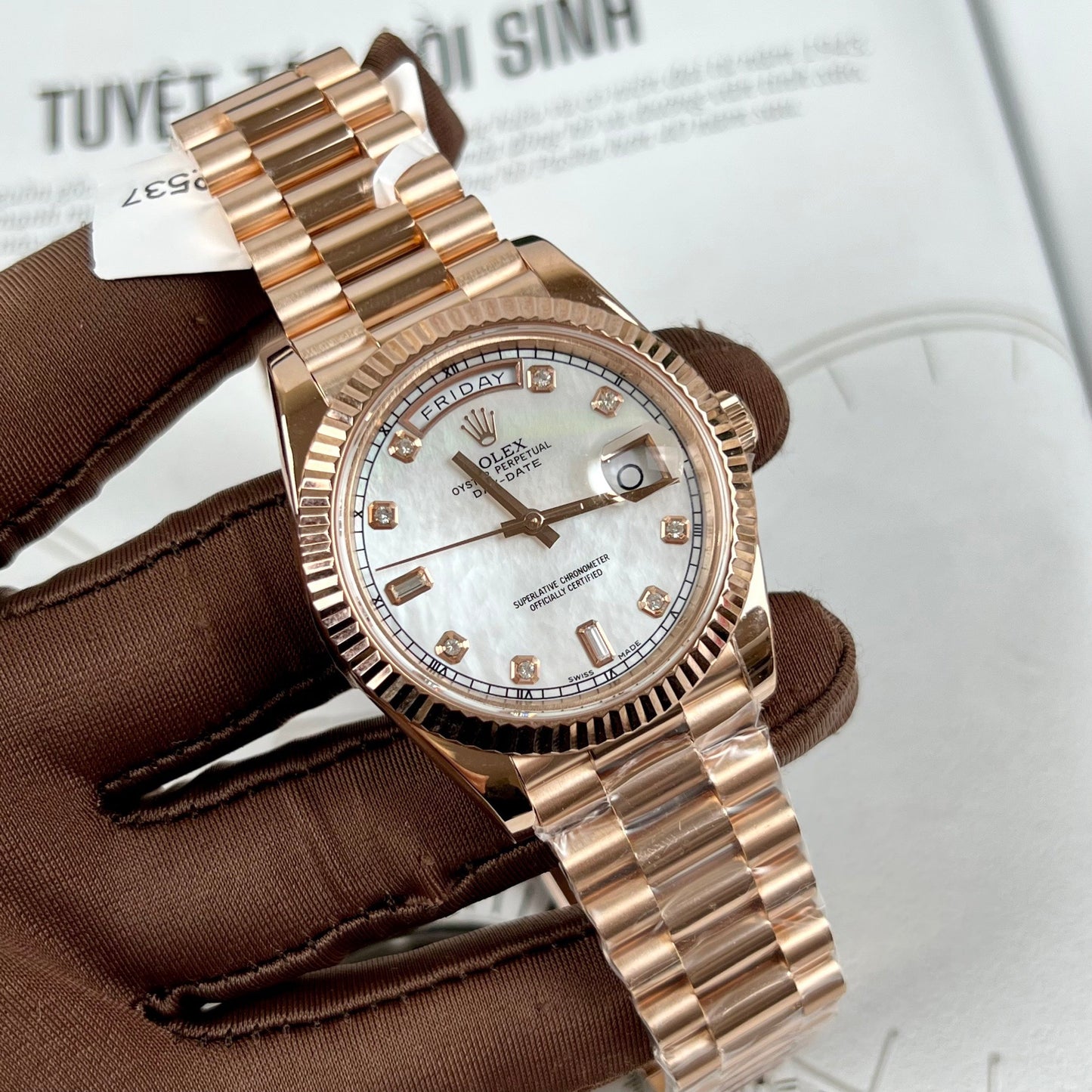 Rolex Day-Date 36 mm M128235-0029 La mejor edición 1:1 recubierto de oro rosa de 18 k 130 gramos