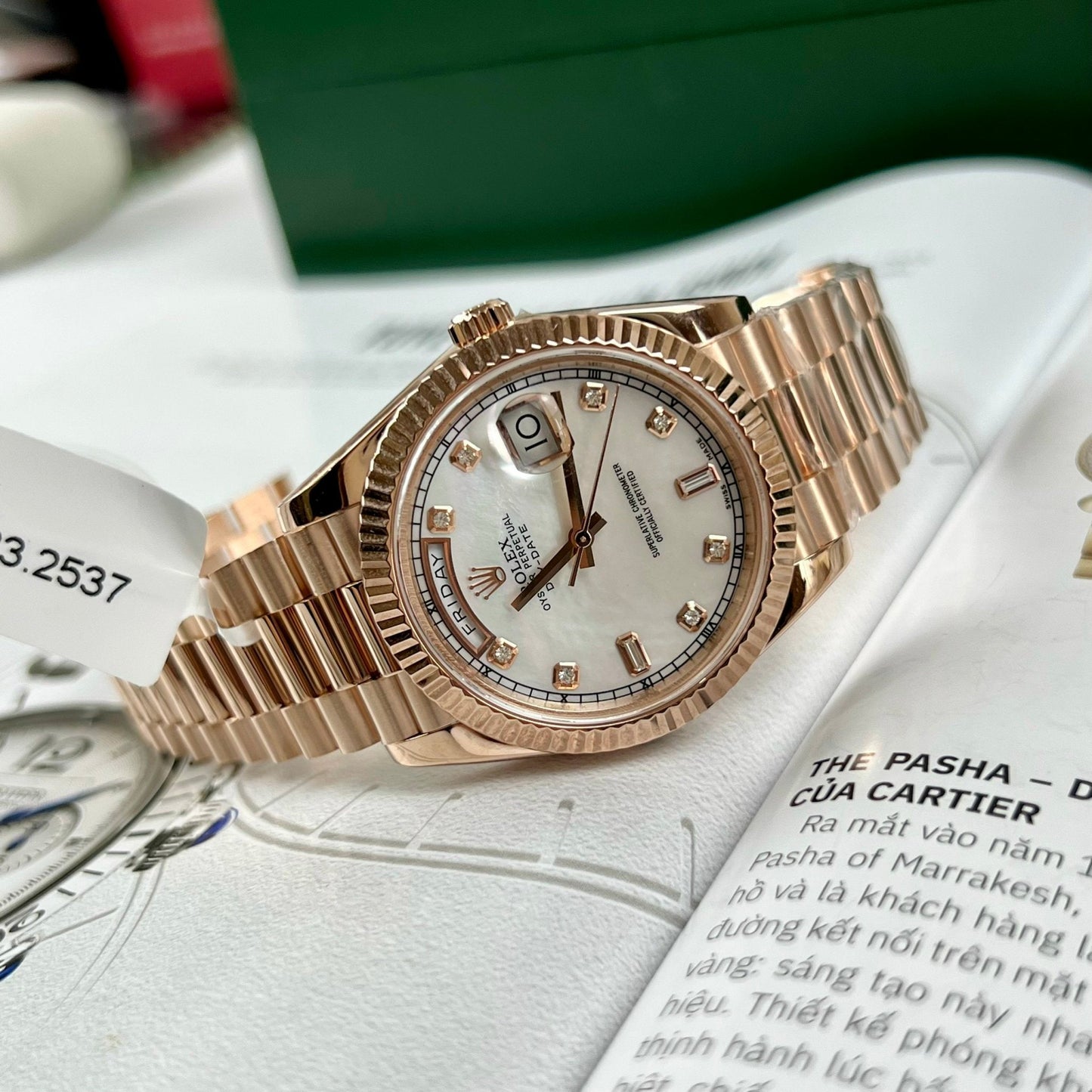 Rolex Day-Date 36 mm M128235-0029 La mejor edición 1:1 recubierto de oro rosa de 18 k 130 gramos