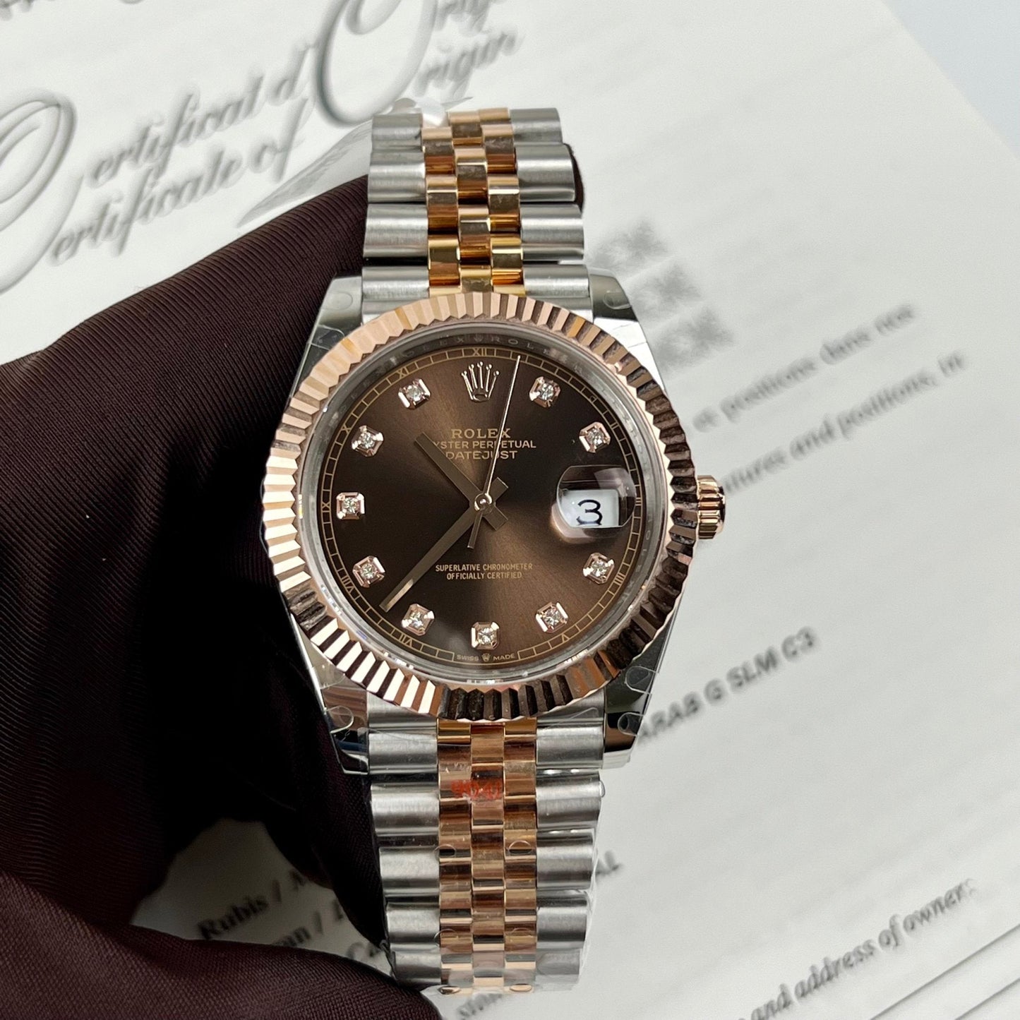 Rolex Datejust 41 mm 126331-0004 Schokoladenzifferblatt, individuell 18 Karat Gold gefüllt, beste 1:1-Edition