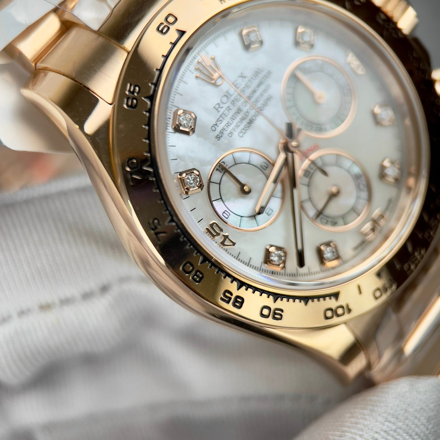 Rolex Daytona Cosmograph with Mother of Pearl Dial 40mm 116528 custom 18k gold filled Best 1:1 Edition